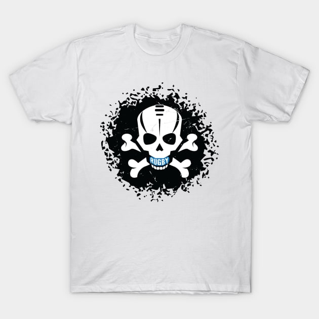 Rugby Fan Skull Splatter T-Shirt by atomguy